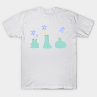 Danish Pastel Minimal Flowers in Funky Vases T-Shirt